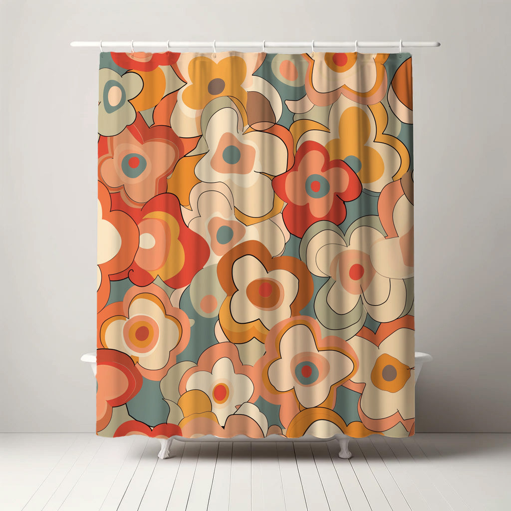 Floral Shower Curtain, Retro sold Shower Curtain, Brown Shower Curtain, Floral Decor, 70s Shower Curtain, Retro Bathroom, Retro Floral